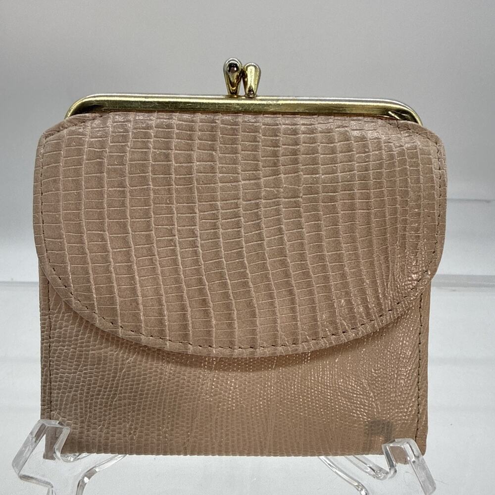 Vtg 1960 Princess Gardner Genuine Pigskin Wallet Change Purse Lt Pink Kiss Lock